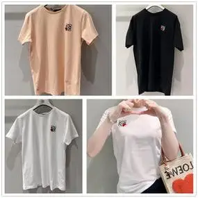 正品代购loewe罗意威胸前爱心刺绣拼色图案宽松圆领短袖t恤男女款