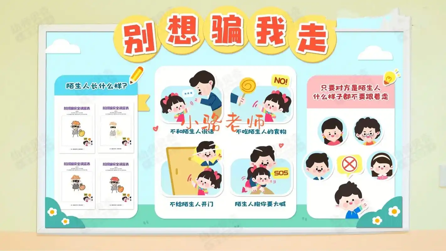 幼儿园防拐骗安全环创素材可打印#安 - 抖音