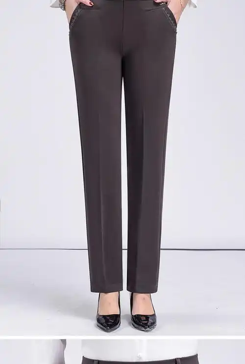 妈妈裤子女春秋季高腰长裤女直筒中老年人休闲女裤弹力宽松21新款