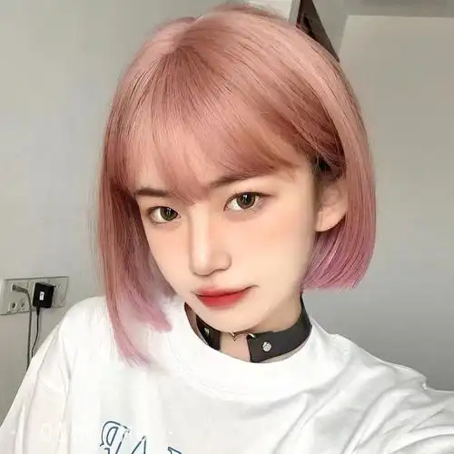 假发倾慕粉色短发女全头套夏季帅气日系减龄日常整顶假发