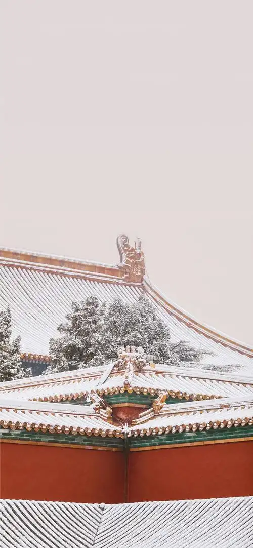 手机壁纸 | 北京入冬的初雪,装饰着故宫的美丽