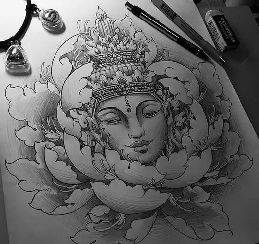 星影刺青素材禅境一念放下万般自在经典的佛纹身素材