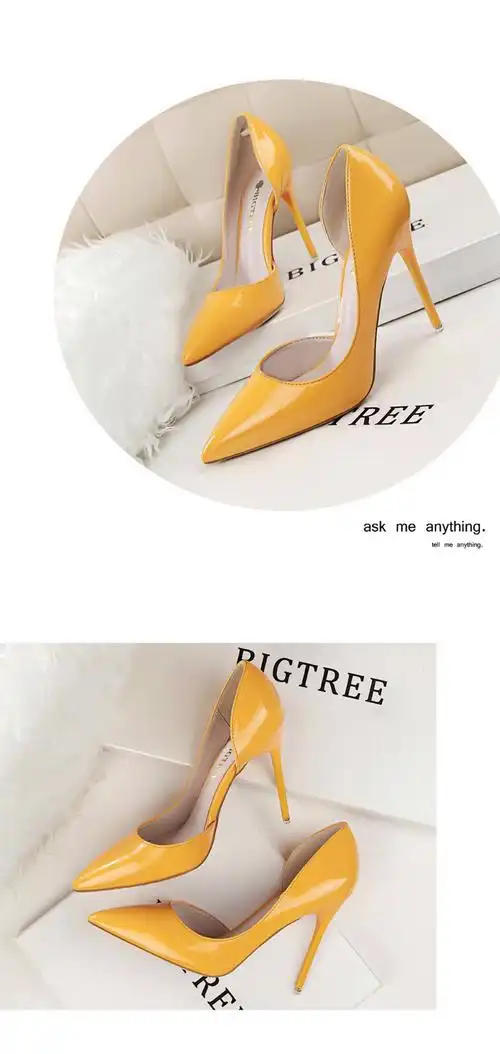 品记白色高跟鞋女细跟性感尖头防水台漆皮单鞋 白色 36