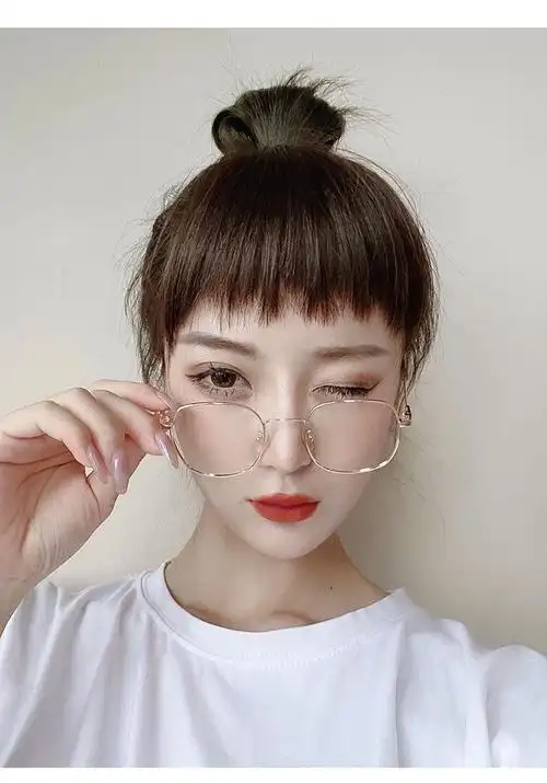 眉上狗啃刘海假发女刘海片日系自然无痕短刘海假发片真发丝二次元浅