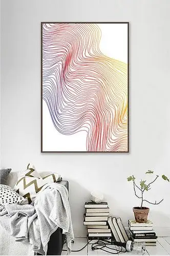 原创时尚风格彩色抽线条图案装饰画图片下载