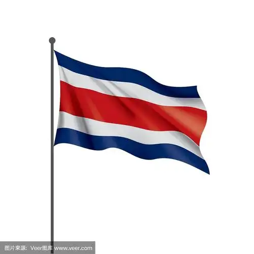 哥斯达黎加国旗,矢量插图在白色的背景