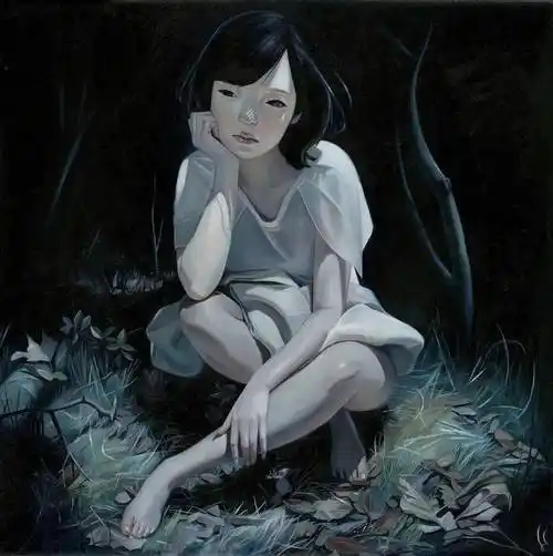 胆小慎点美女画家靠看恐怖片找灵感笔下少女阴郁诡异网友吓到像贞子