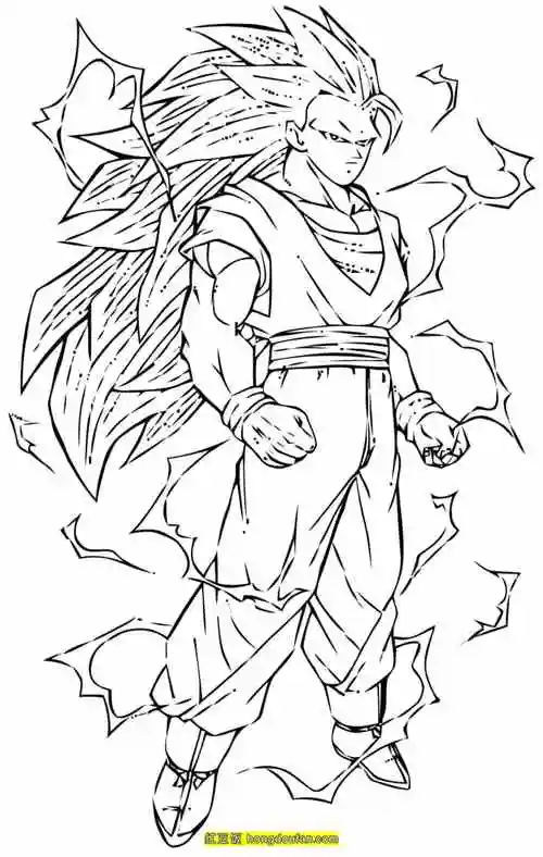 11张男孩子们最喜欢的七龙珠格斗漫画涂色图片-红豆饭小学生简笔画