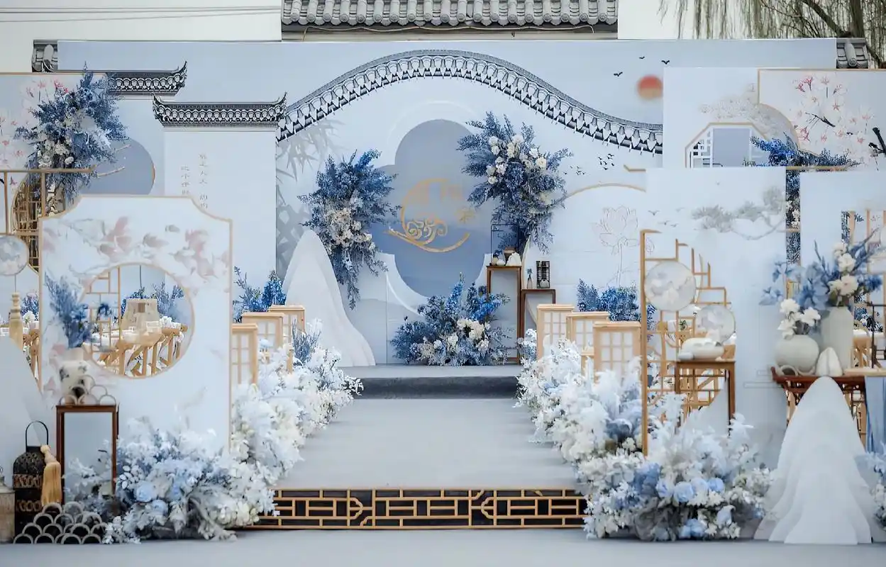 新中式蓝色花海户外婚礼.梦时光出品,坐标:湖南长沙,株洲,浏 - 抖音