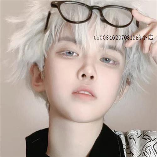 白色假发cos非主流白发男生假发套短发韩版帅气全头套式整顶仿真