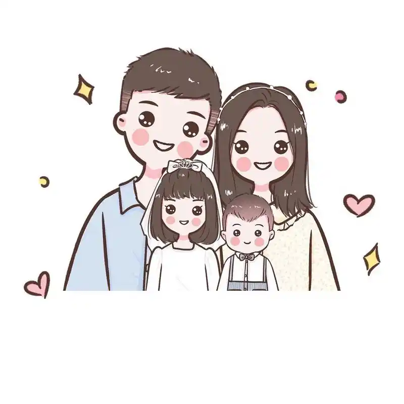 手绘全家福一家三口头像,满满的幸福感7815 一家三口四口卡通头像