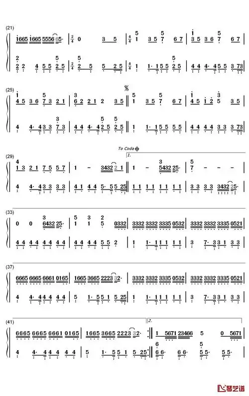 干杯钢琴简谱-数字双手-五月天2