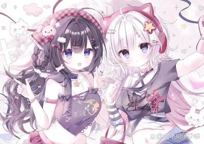 情人不行,主播已经有了,闺蜜二次元姐妹二次元双人闺蜜闺蜜背景图二