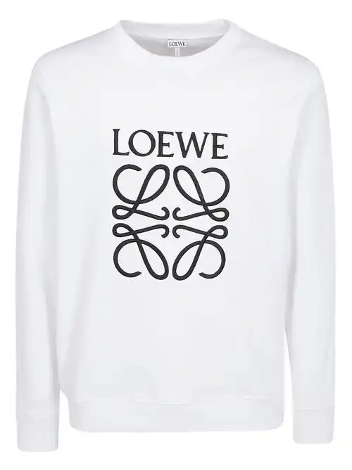 loewe anagram-embroidered cotton sweatshirt in white | modesens