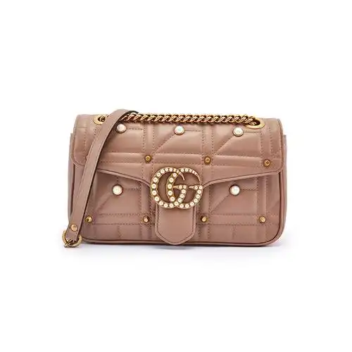 gucci古驰ggmarmont系列包盖式衍缝皮革小号女士单肩包硬443497