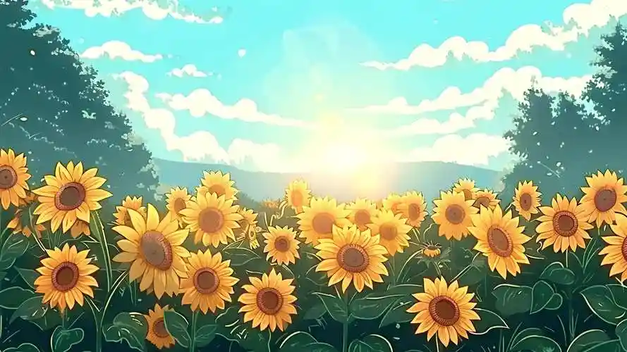 4k阳光向日葵卡通背景素材