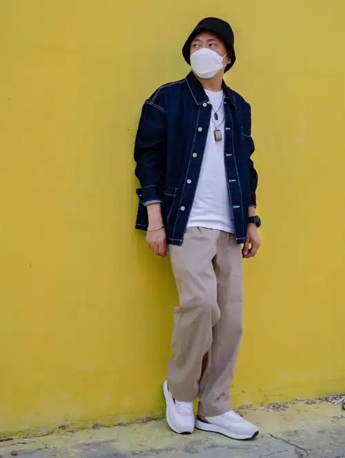 170男生ootd2022秋冬日系深蓝牛仔穿搭