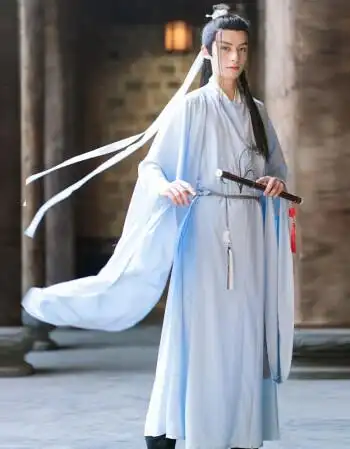 绘自然汉服男古风白色魏晋男装侠客书生大码古风男士仙气飘逸霸气古装