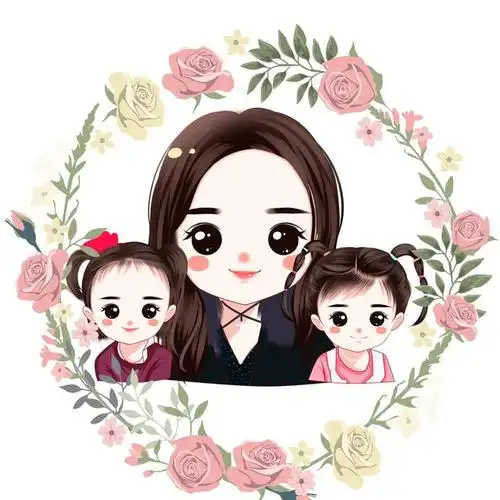 亲子漫画头像,温馨幸福的画面,看着就很美好