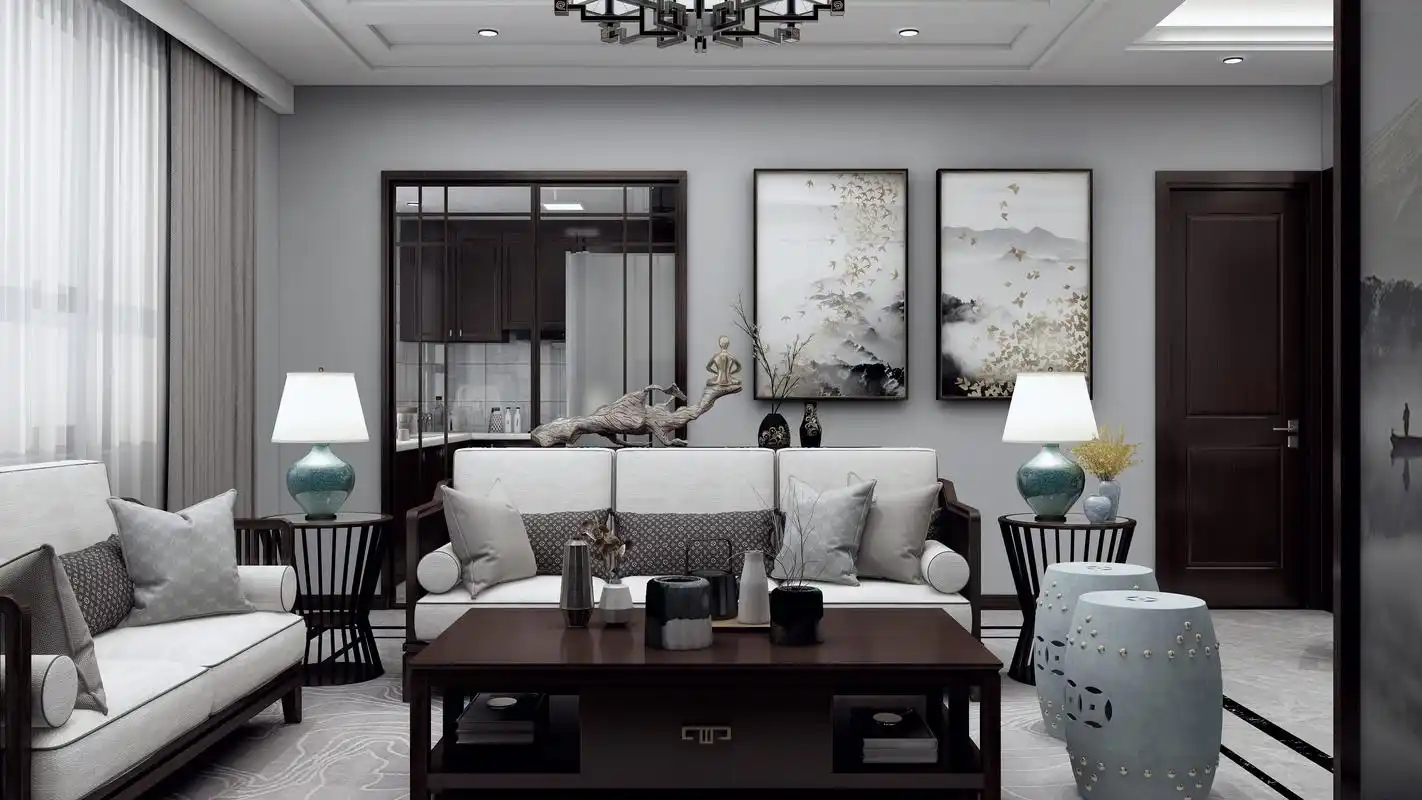 【湖州装饰设计】158方新中式风格装修户型效果图