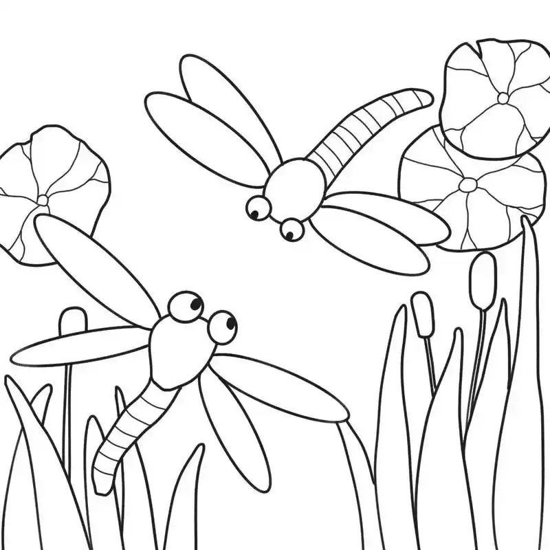 每周一张儿童画/蜻蜓/6-9岁零基础可临摹 蜻蜓点水,适用于一年级左右