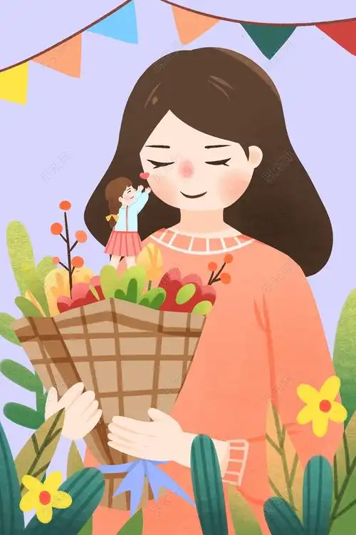 手绘风母亲节卡通可爱海报素材psd