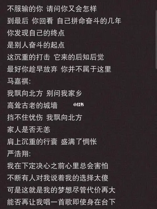 飘向北方马嘉祺严浩翔歌词完整版