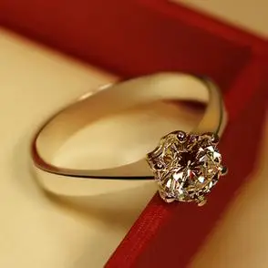 18k铂金进口莫桑石经典六爪钻戒女d色纯银结婚订婚替代pt950七夕