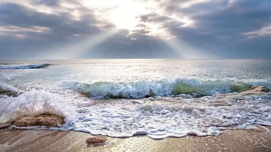 海滩上观赏浪花