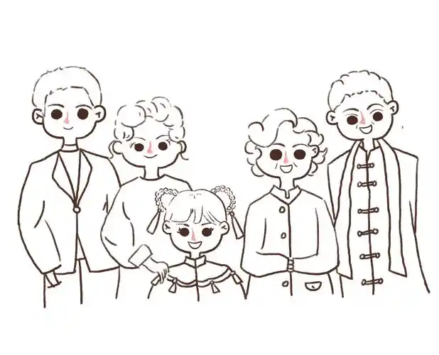 全家福简笔画五口之家手绘全家福详细步骤