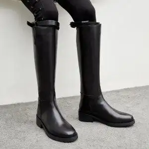 真皮高筒英伦军靴骑士靴图片