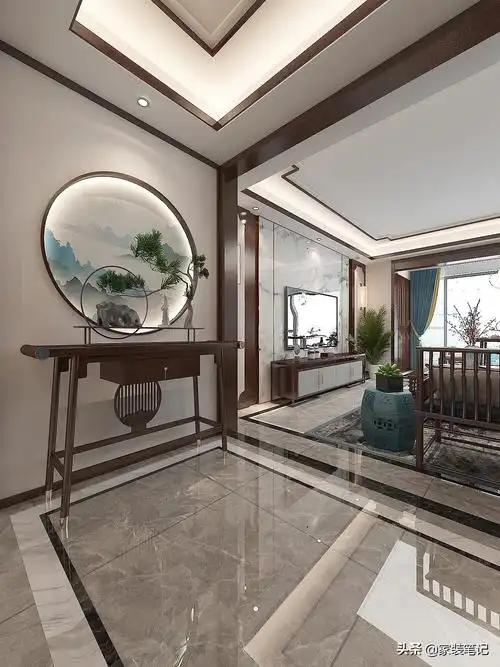 中式入户玄关效果图(一进门入户花园风水)