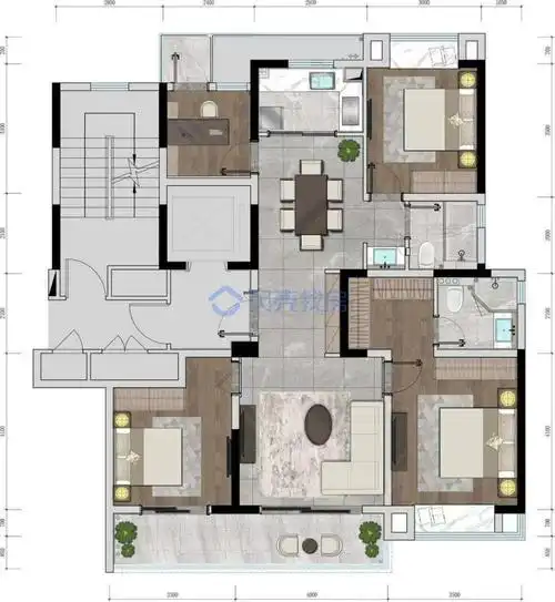 【花语江南_常州花语江南楼盘】三居室户型图|3室2厅1厨3卫建面 129m