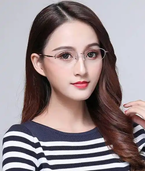 超轻半框眼镜架女款近视眼镜框架 新品女士超轻近视眼镜平光文艺 名媛