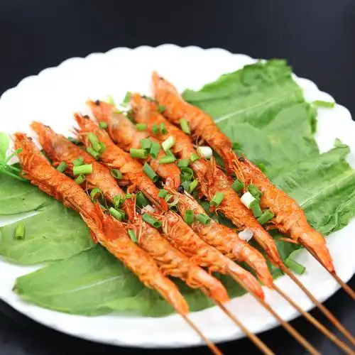 速冻小虾串 包烧 烤铁板油炸烧烤 青虾串小串串熟虾 10包*20串/件