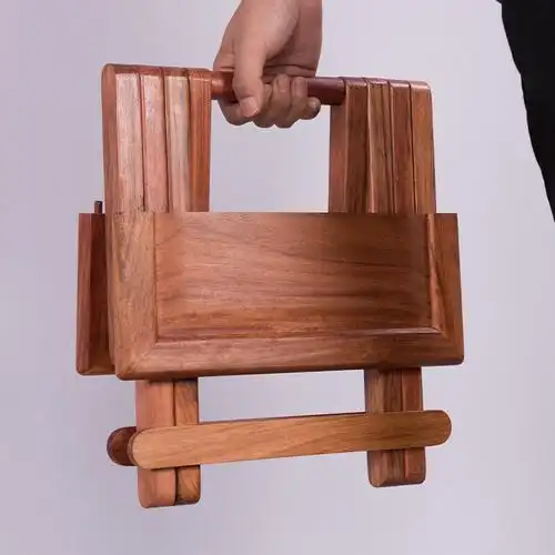 红木家具缅甸花梨折叠中式实木大果紫檀矮凳便携折叠凳