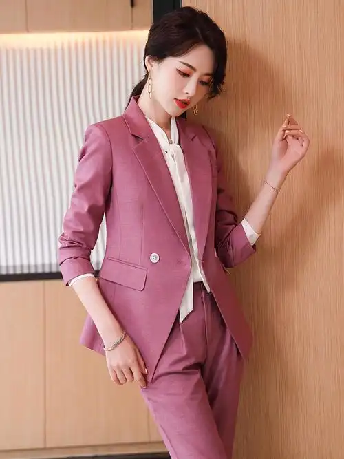 实拍现货2020西装套装女秋冬款韩版休闲西服名媛风职业装