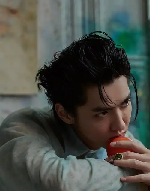 吴亦凡颜值太能打,身穿皮衣套装出镜,半湿发大背头潇洒帅气