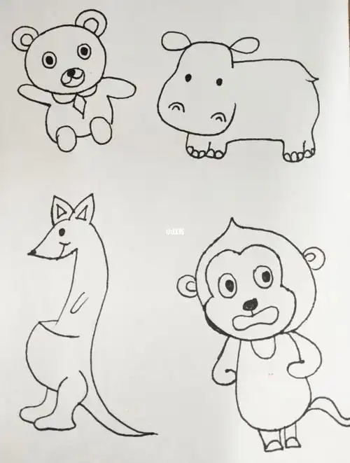 两个人物一个动物的简笔画 简笔画图片大全-普车都