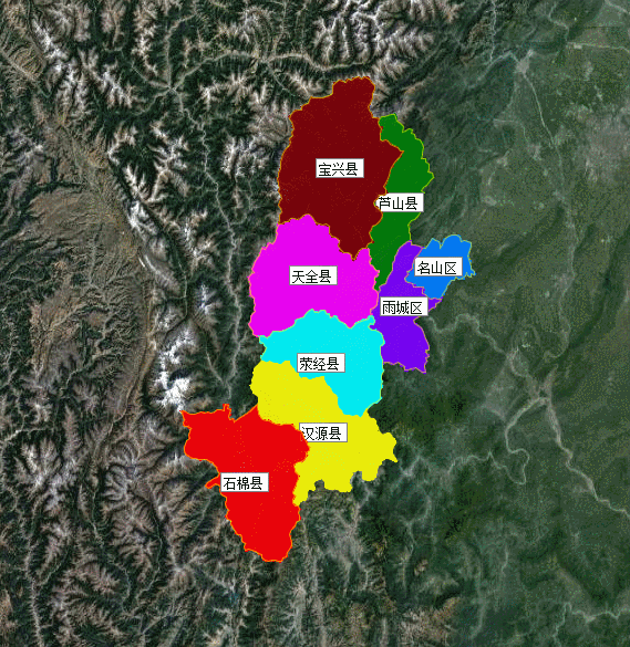 雅安市各区县行政图,城区面积排名,你所在的地区排在第几名呢?