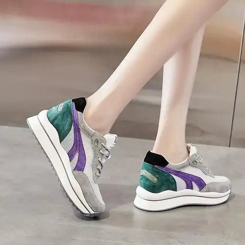 夏季新款女内女鞋ins潮运动休闲厚底透气网布老爹鞋女鞋小码