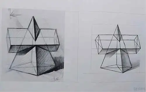 组合几何体—素描速写美术绘画入门练习 举报