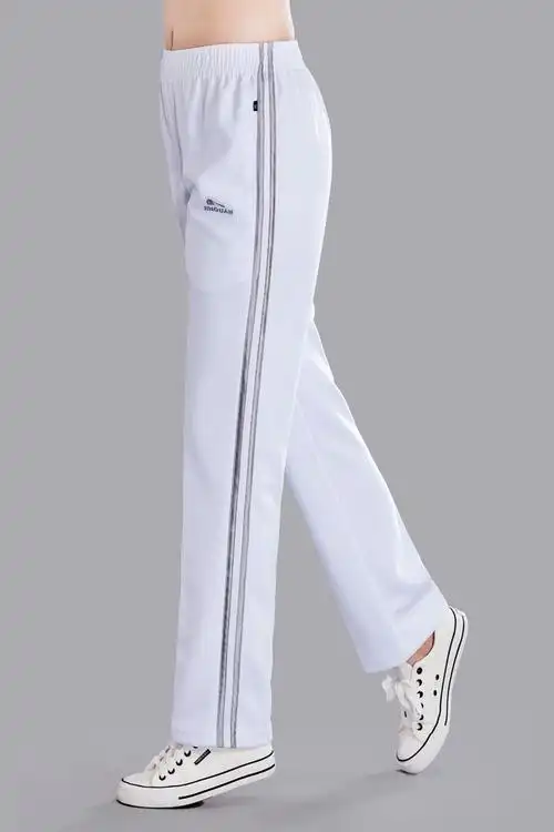 晋冠白色运动裤男女长裤宽