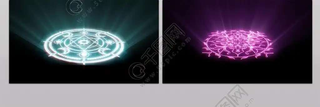 冰蓝花纹六芒星魔法阵特效视频元素免费下载_aep格式_1920像素_编号