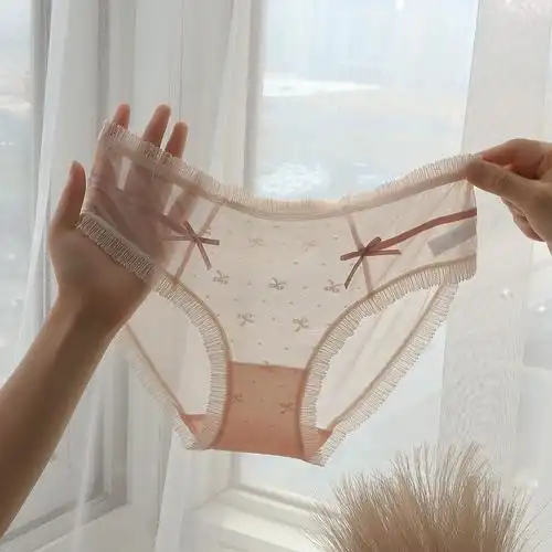 内裤女生纯欲蕾丝网纱三角裤性感甜美少女风时尚中低腰火辣短裤头