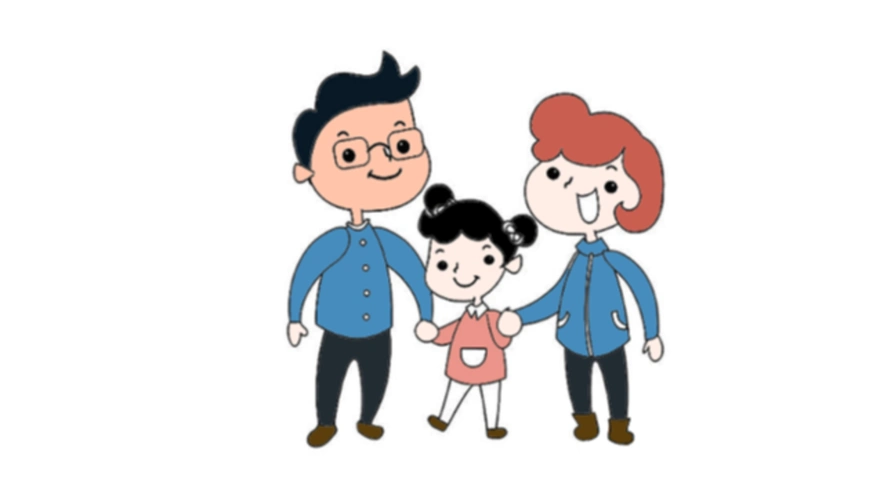 一家三口手握手简笔画