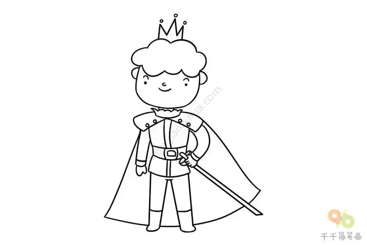 王子儿童涂色画_人物涂色画简笔画