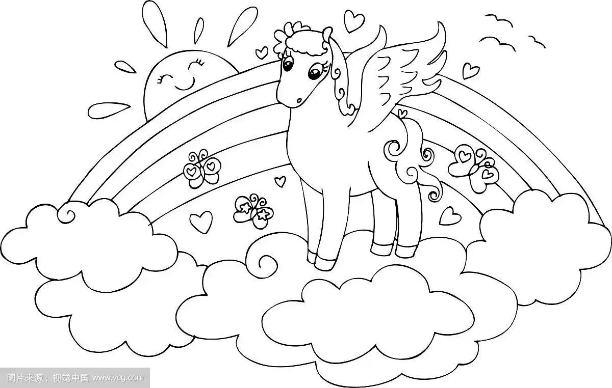 天上的飞马用彩虹着色