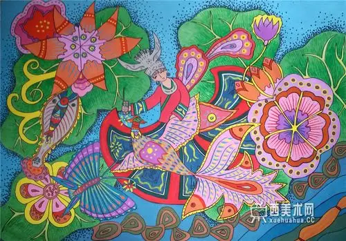 中学生获奖科幻画《苗乡机械动物生态监测系统》