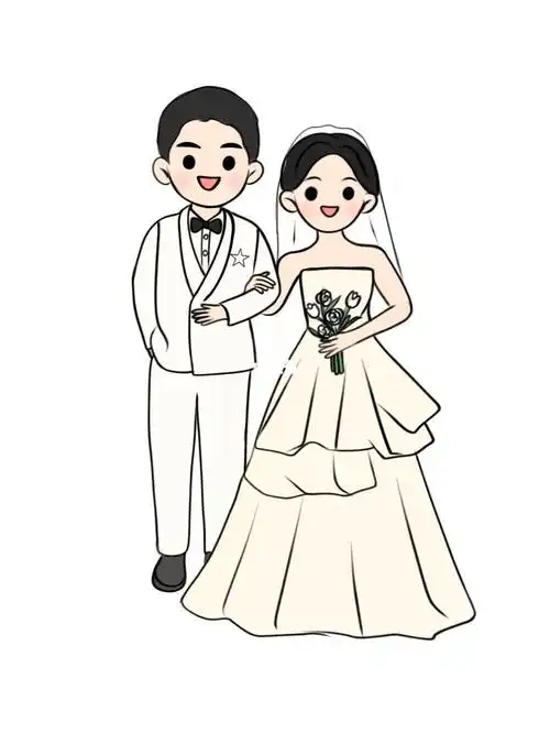 婚纱照简笔画手绘卡通手绘